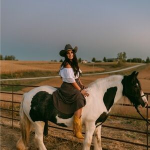 Yellow Liberty Black fringe boots size 7.5